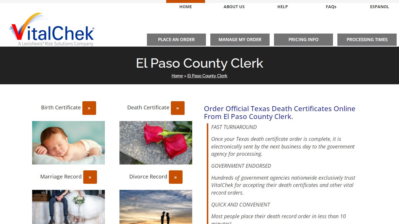 El Paso County (TX) Death Certificates | Order Records - VitalChek